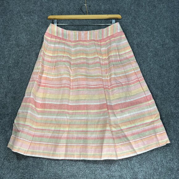 Brooks Brothers Skirt Womens 8 Orange Linen A Line Back Zipper Lined Pleated - Picture 4 of 6